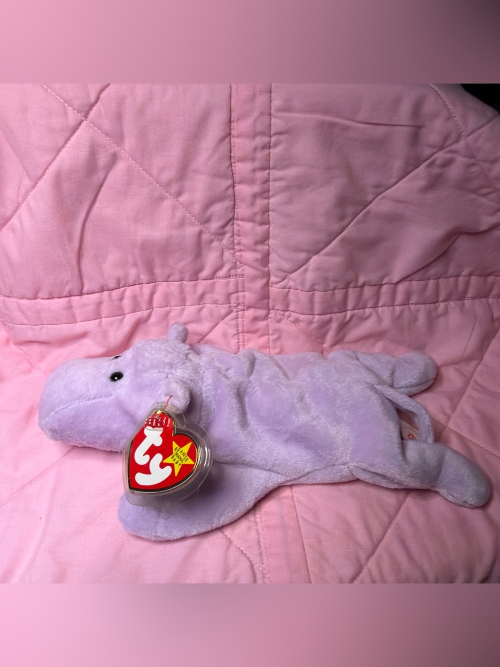 Ty Beanie Baby Happy the Hippopotamus - Lavender